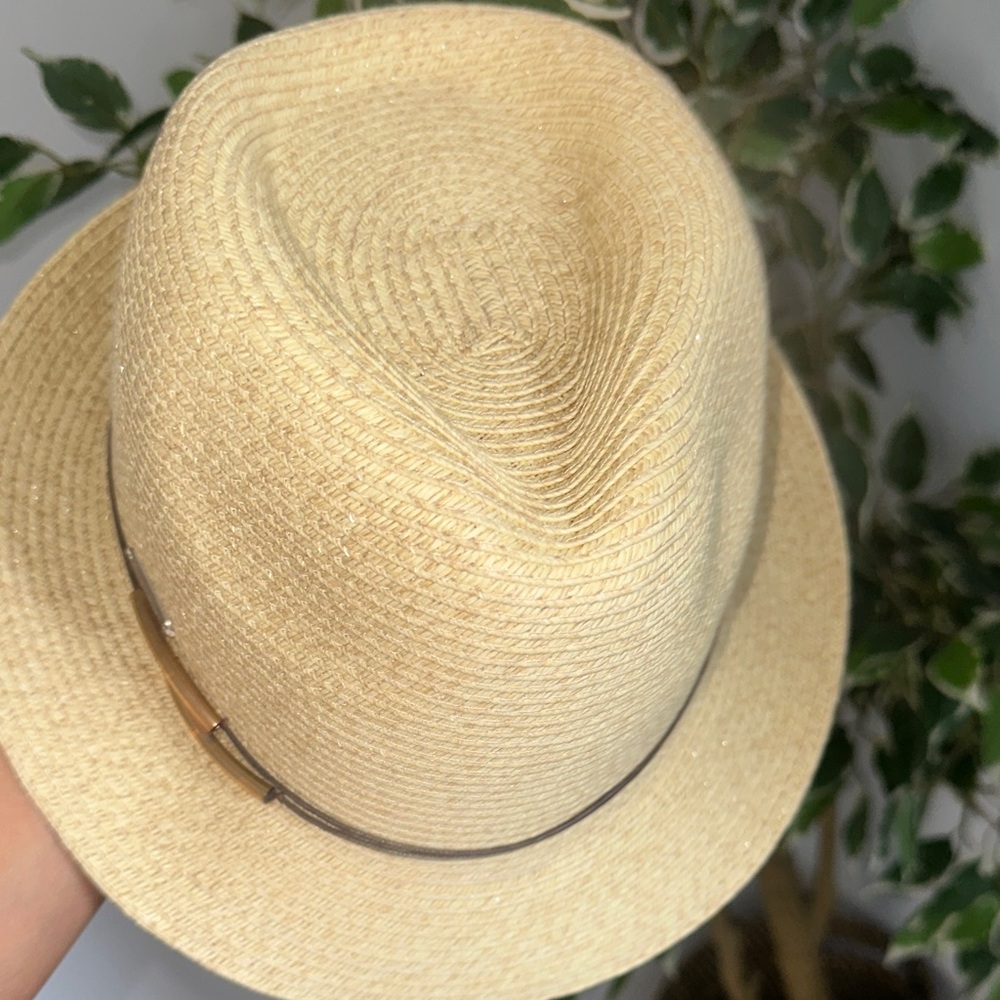 Natural Straw Fedora with Band - Picture 3 of 5